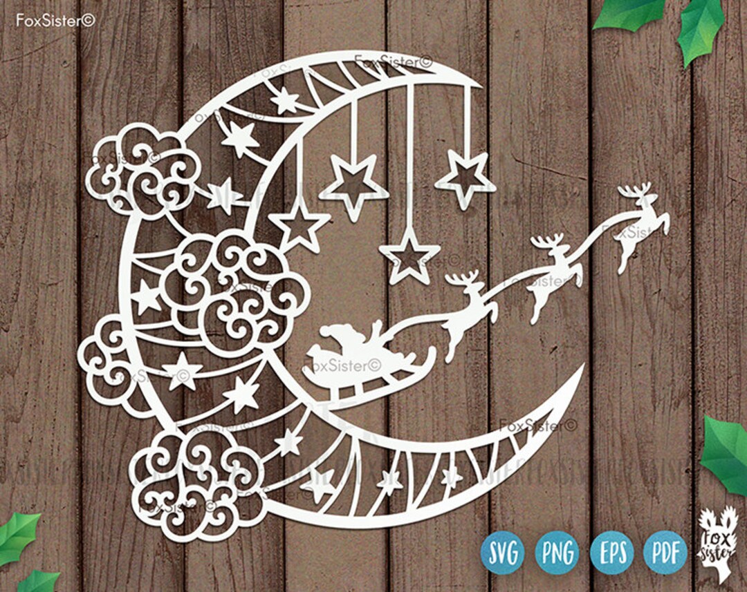 Santa Sleigh Svg for Cricut and Silhouette, Foxsister, Christmas Svg ...