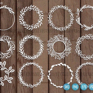 Wreath Svg Bundle! Wreath Clipart, Monogram Frame, Christmas Wreath Svg, Leaves Svg, Flourishes Svg Digital Cut File Cricut and Silhouette