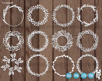 Kranz Bundle! Kranz Clipart, Monogramm Rahmen, Weihnachtskranz Schneidemaschine, Blätter Schneidedatei, Schnörkel Schneidedatei Cricut und Silhouette