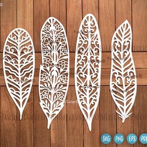 Boho Feathers SVG Bundle, Tribal Feather Svg, Feather Vector, Feather Clipart, svg cut files, Png, Paper & vinyl, Cricut and Silhouette