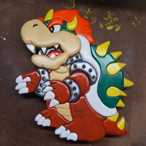 Bowser 3D segmented wood intarsia pattern for DIY. Woodturning pattern. Scroll saw pattern. Gamer pattern. Digital pattern