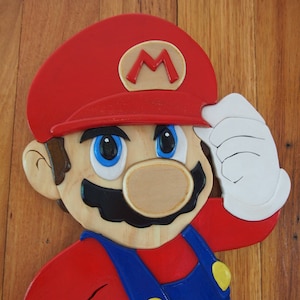 Mario&#39;s Head 3D segmented wood intarsia pattern for DIY. Woodturning pattern. Scroll saw pattern. Gamer pattern