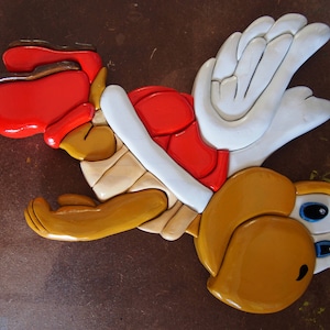 Koopa Paratrooper 3D segmented wood intarsia pattern for DIY. Woodturning pattern. Scroll saw pattern. Gamer pattern.