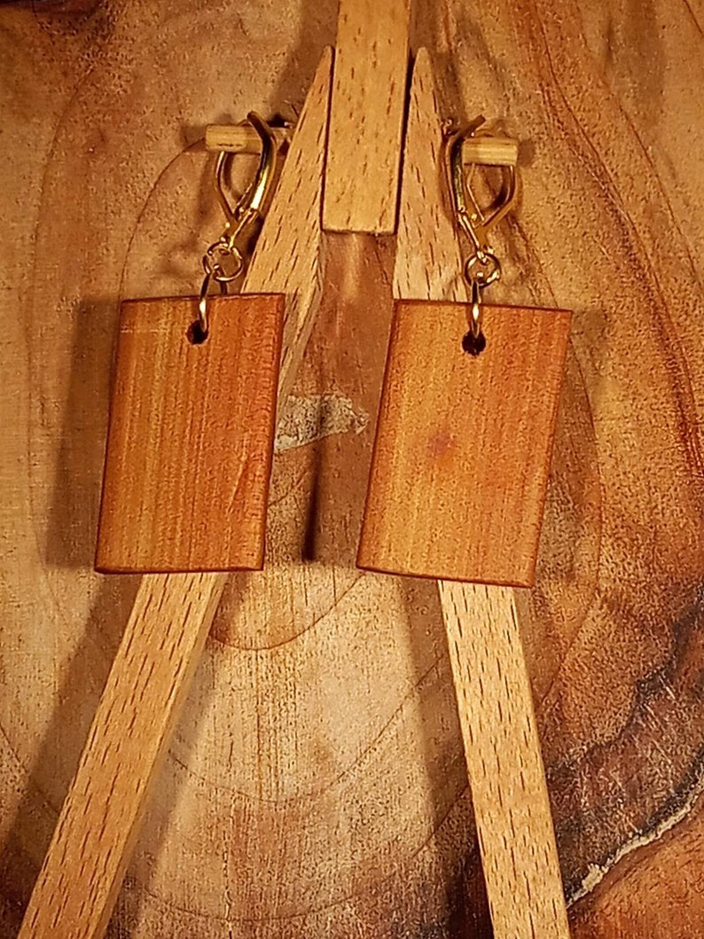 Earrings abstract resin design on cypress wood blocks which retain the scent of your favourite essential oil.