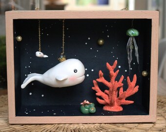 beech decorative frame my doll Baby Sue on his white whale