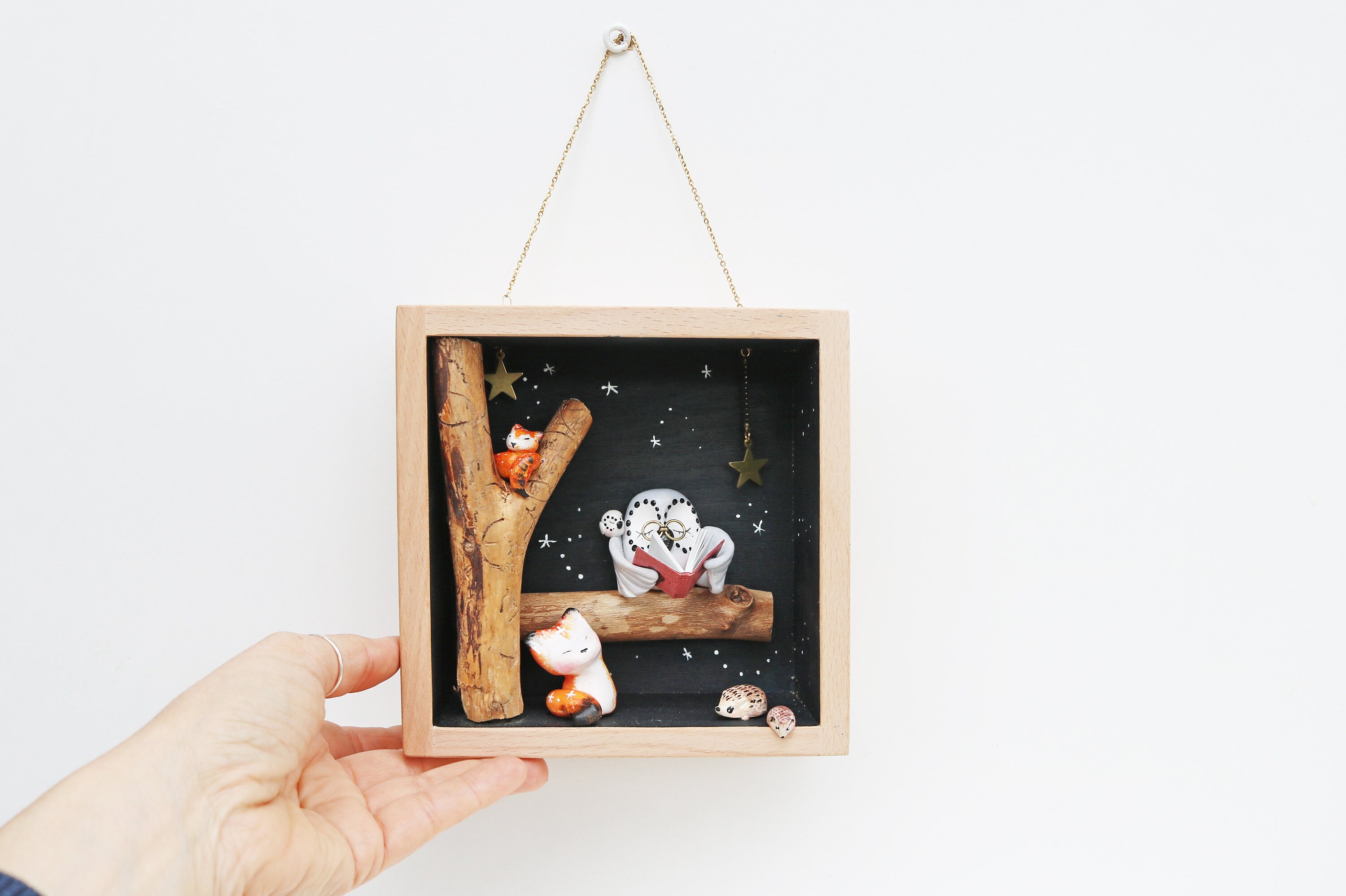 Cadre Décoratif en Bois Chouette et Ses Amis, C'est L'heure de L'histoire Du Soir