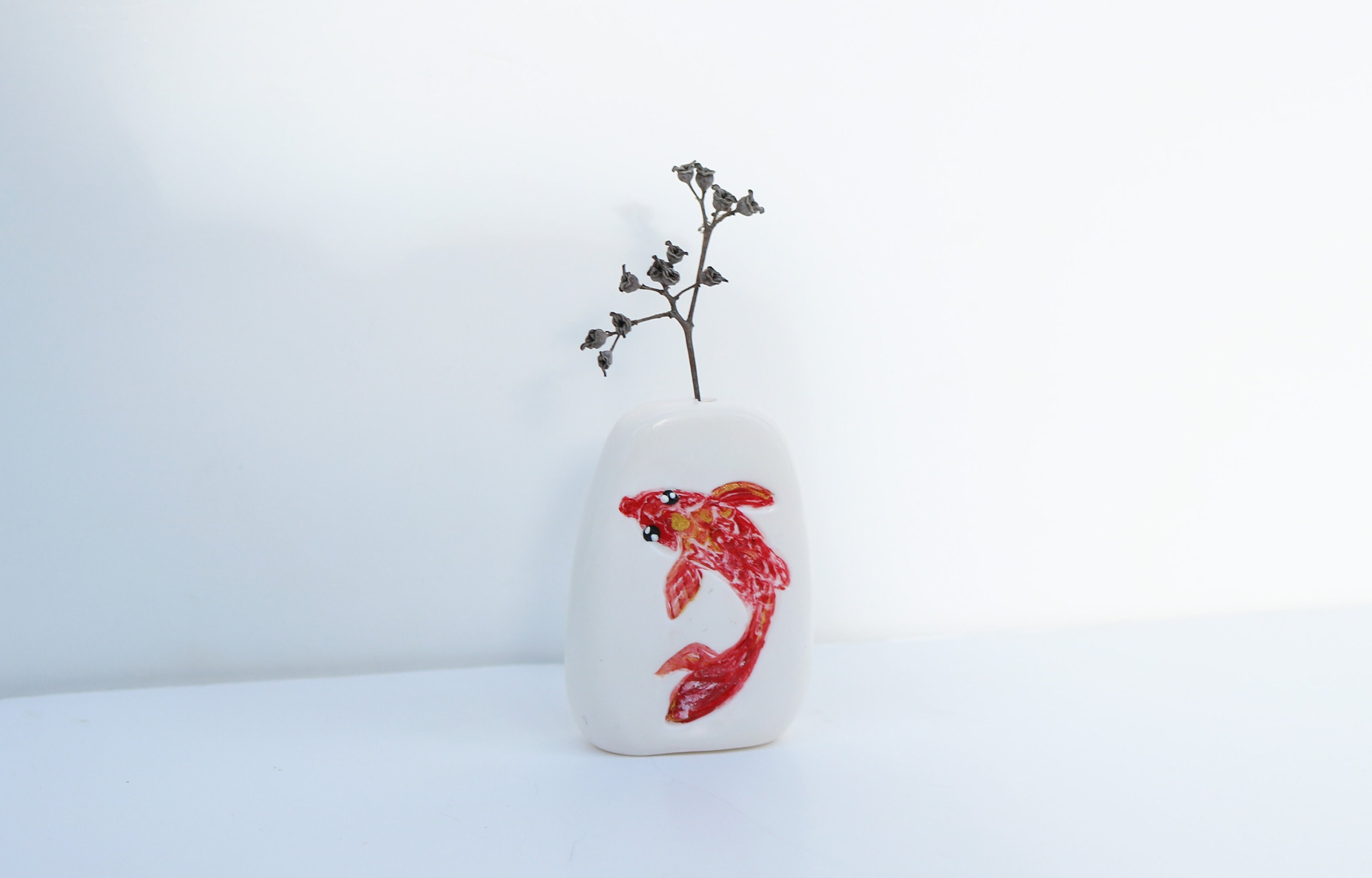 Mini Vase Blancet Petits Coeurs Fétiche, Gardien de Vos Herbes Séchées