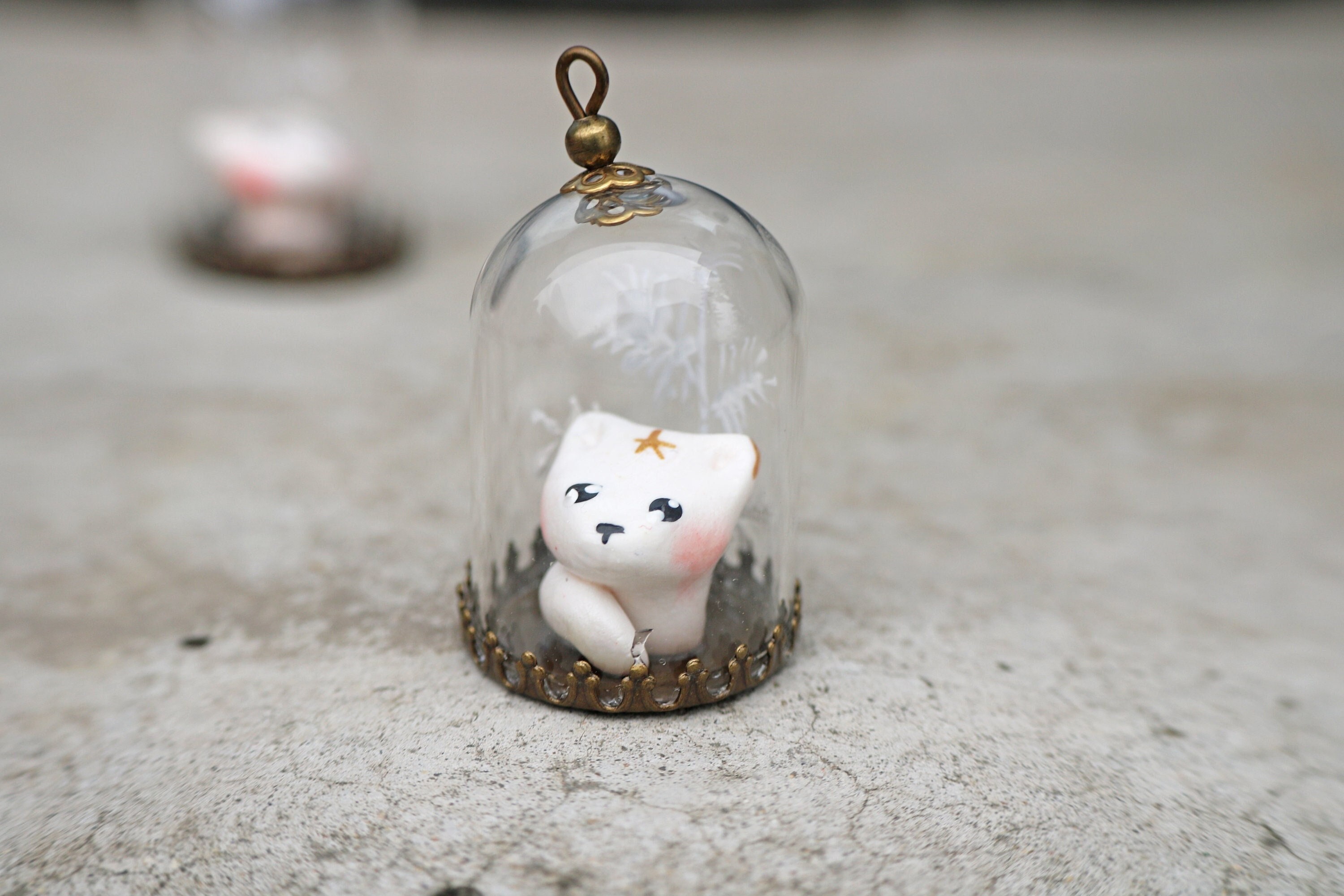 Mini Cloche en Verre Renard Blanc