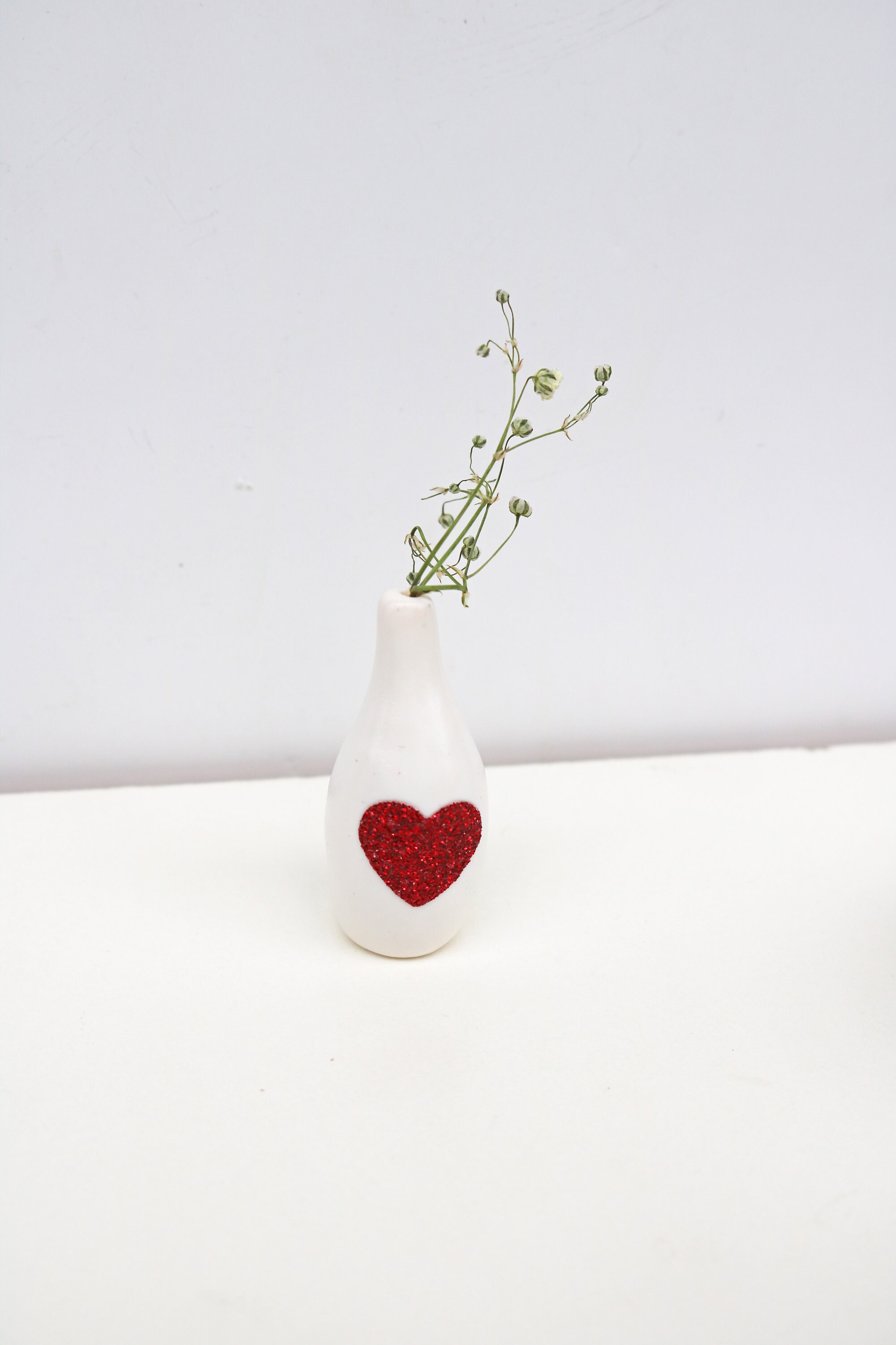 Mini Vase Fétiche Cœur Rose Paillette, Gardien de Vos Herbes Séchées
