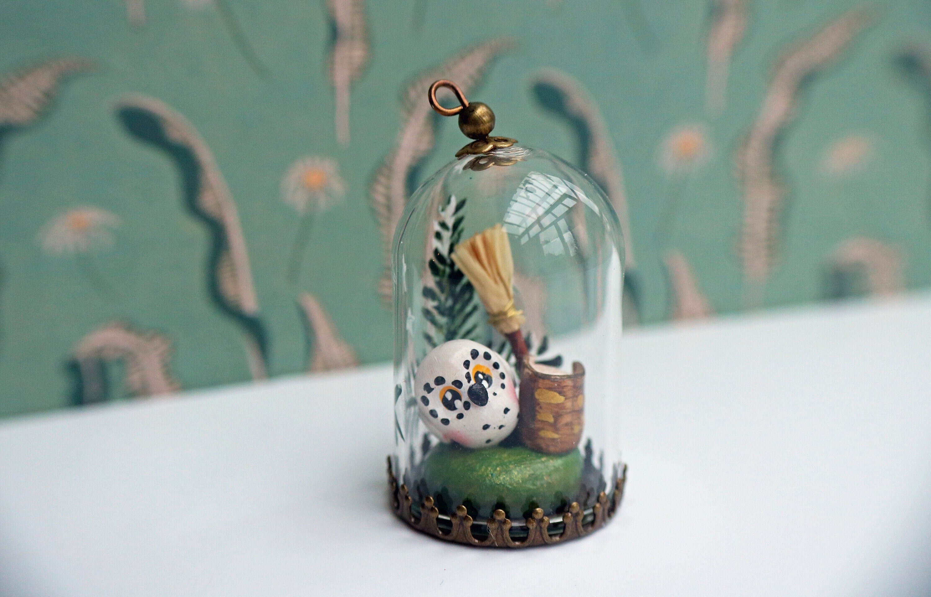 Mini Cloche en Verre Petite Chouette Blanche