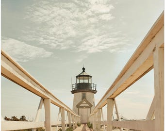 Nantucket Lighthouse Print: Cape Cod Coastal Beach Photography
