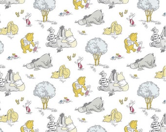 Disney fabric by the yard. Winnie the Pooh, 100 ACRE WOODS.  100% cotton Fabric