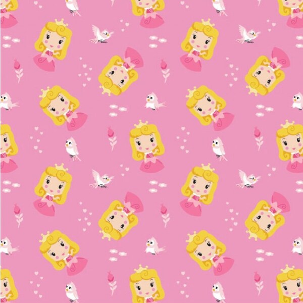 Disney Princess Kawaii fabric by the yard. SLEEPING BEAUTY AURORA. Classic. 100% cotton Fabric