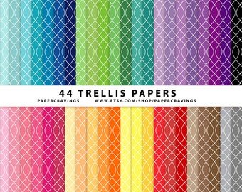 Trellis Digital Paper Pack 12" x 12" Commercial and Personal Use Allowed - rainbow printable 44 sheets trellis INSTANT DOWNLOAD