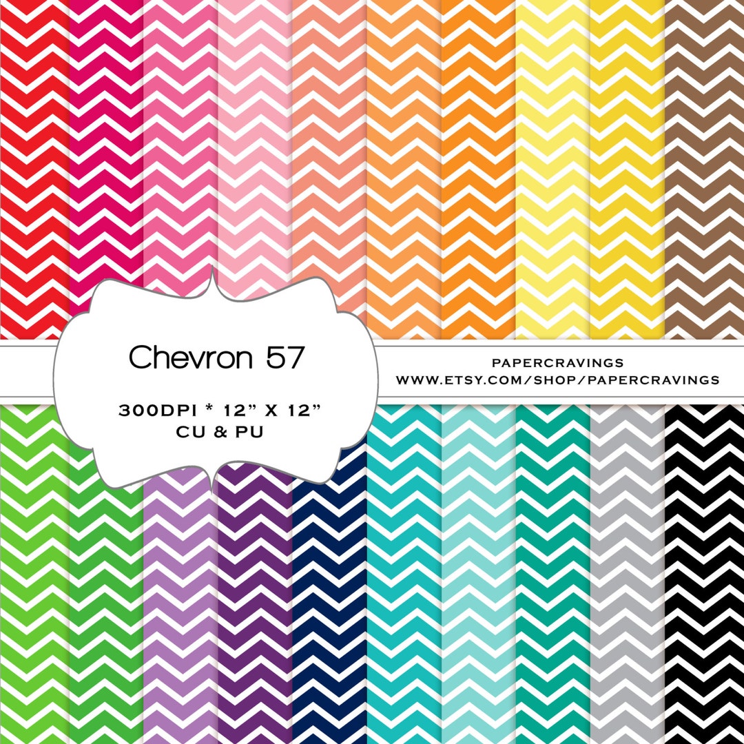 Chevron Digital Paper Pack 12 X 12 Diagonal Commercial and Personal Use ...