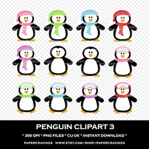Uso personale di pinguino Clipart commerciale - natale clipart inverno neve arcobaleno festivo INSTANT DOWNLOAD scrapbooking stampabile png