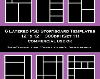 Storyboard Template 12 x 12 Photo Collage psd Commercial Photoshop Blog Board Template Photography Business Template Instant Download Set 11