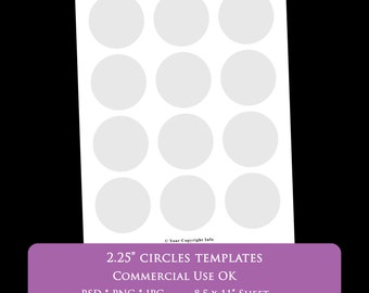 2,25 pulgadas círculo collage digital hoja plantilla 8.5 x 11" partido para imprimir plantilla psd png comercial uso Personal - imprimible 2" chapas