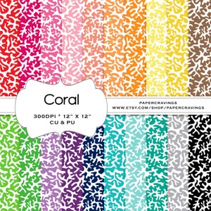 Corallo nautico Digital Paper Pack 12 "X12" Preppy uso personale commerciale arcobaleno stampabile 20 INSTANT DOWNLOAD invitatiion scrapbooking