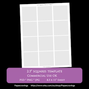 2,5-Zoll-Quadrat Digital collage Sheet Vorlage 8,5 x 11" Partei druckbare Vorlage Psd Png kommerzielle Nutzung persönlicher - druckbare 2" bottlecap