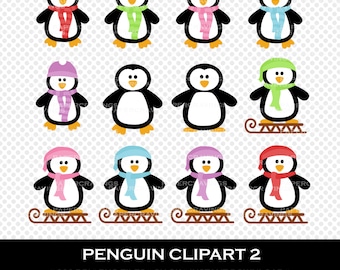 Penguin imágenes prediseñadas comercial uso Personal - Navidad clipart invierno nieve arco iris festivo DESCARGAR INSTANT scrapbooking imprimible png