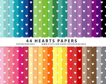 Hearts Tiny Digital Paper Pack 12" x 12" Commercial and Personal Use rainbow no credit royalty free printable 44 sheets INSTANT DOWNLOAD