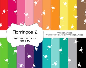 Flamingo Digital Paper Pack 12"x 12 » Nautical Preppy Commercial et Personal Use arc-en-ciel libre de droits imprimable 20 feuilles TÉLÉCHARGEMENT INSTANTANÉ