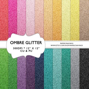 Glitter Digital Paper ombre 12 x 12 Commercial & Personal Use gold silver christmas rainbow no credit printable sparkle INSTANT DOWNLOAD image 1