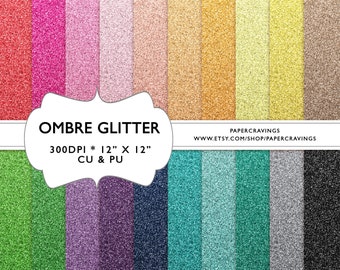 Glitter Digital Paper ombre 12" x 12" Commercial & Personal Use gold silver christmas rainbow no credit printable sparkle INSTANT DOWNLOAD