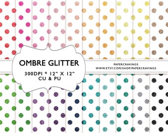 Glitter Digital Paper ombre polka dot 12" x 12" Commercial & Personal Use gold silver christmas rainbow no credit printable sparkle shiny