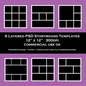 Storyboard Template 12 x 12 Photo Collage psd Commercial Photoshop Blog Board Template Photography Business Template Instant Download image 1