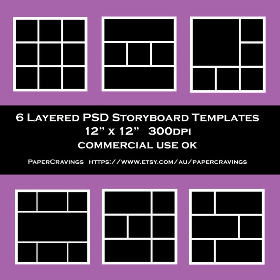 storyboard template 12 x 12 photo collage psd commercial etsy