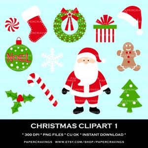 Uso personale di Natale Clipart commerciale - stampabile arcobaleno calza holly presenti caramella canna rosso verde INSTANT DOWNLOAD scrapbooking