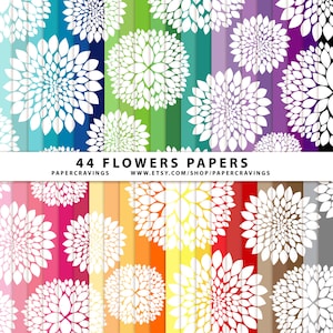 Fiori floreale Digital Paper Pack 12 "x 12" commerciale e uso personale - DOWNLOAD IMMEDIATO dell'album di peonia di arcobaleno 44 stampabile fogli