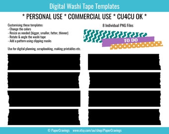 Plantilla de cinta washi digital Clipart Uso personal comercial CU4CU planificación digital scrapbooking archivos PNG individuales INSTANT DOWNLOAD