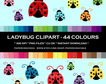 Mariquita Clipart comerciales y para uso Personal - para imprimir 44 colores primavera clipart lady bug bug negro rojo INSTANTÁNEA DESCARGAR álbumes de recortes