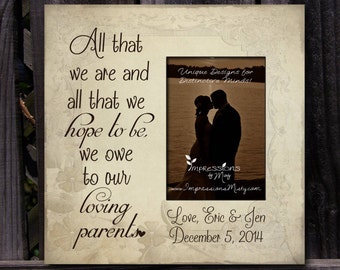 Personalized Parents of the Bride, Picture Frame, Wedding Thank you Gift, mother of the groom, Parents gift, Groom Gift, In-law gift, custom