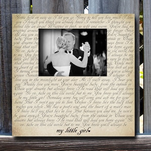Any Wording, Song Lyrics, Quote, or Poem you choose, Picture Frame, Personalized Gift, Wedding gift, Wedding Vows, Father's Day Gift, dad