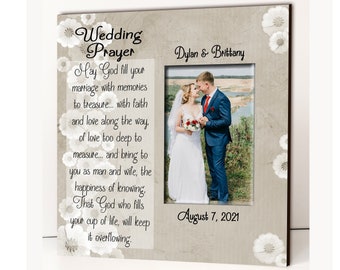 Personalized Wedding Picture Frame, Wedding Prayer, Christian decor, Wedding date, Wedding photos, Custom Photo Frame, Couple Wedding gift