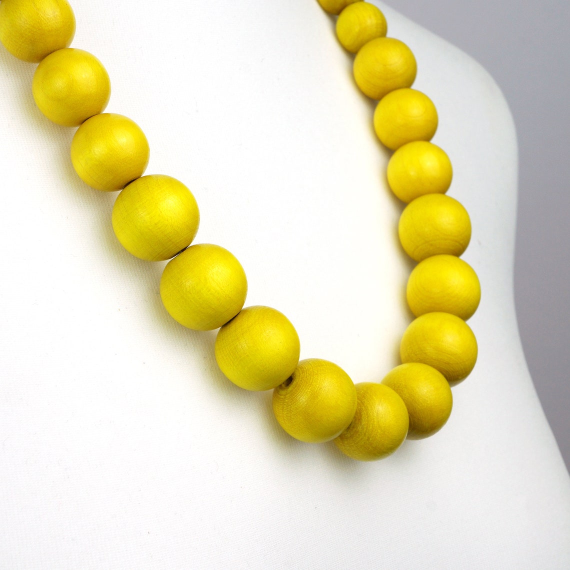 Yellow Necklace Yellow Beaded Necklace Long Chunky Etsy UK