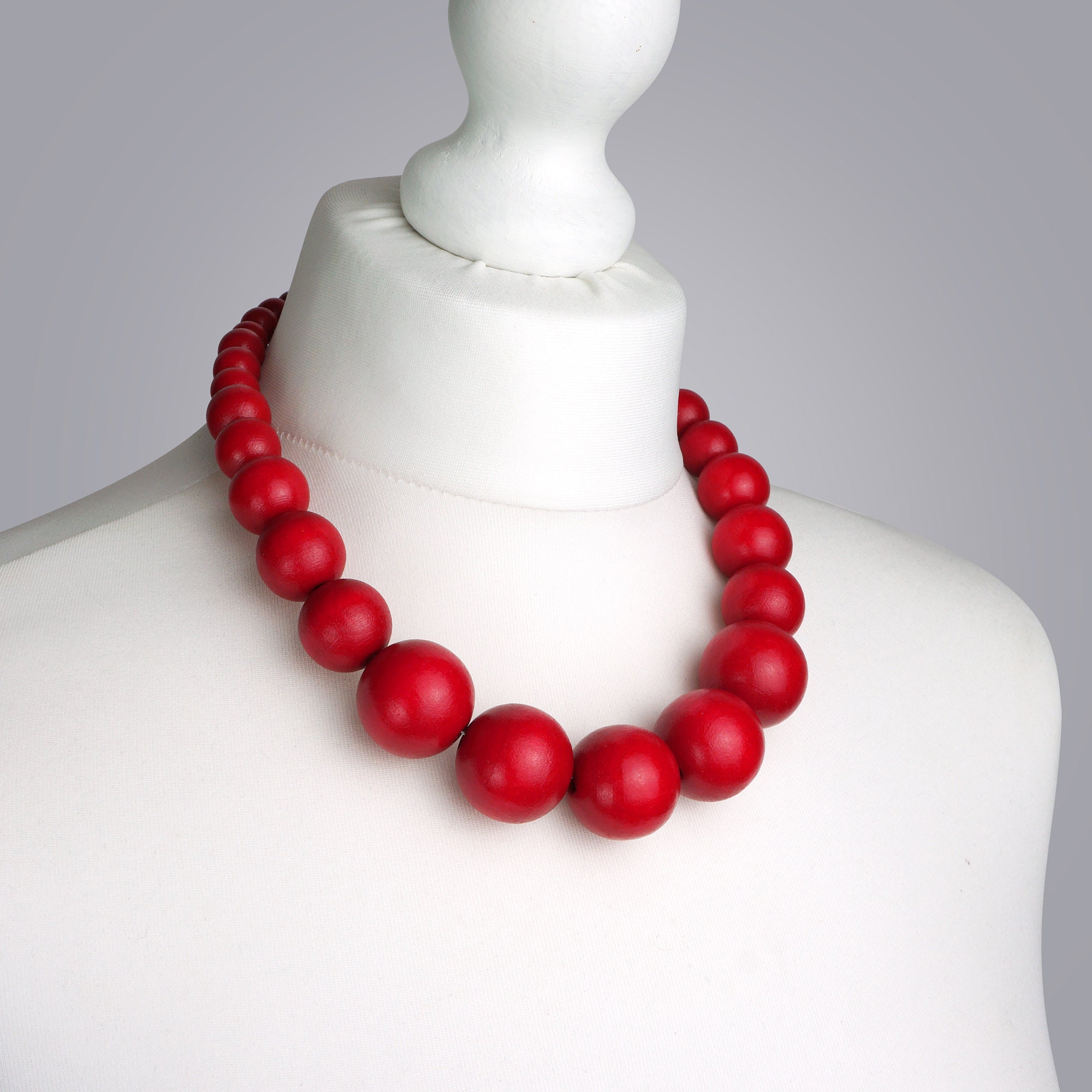 parfume Plateau Elendig Red Bead Necklace Chunky Red Necklace Red Statement - Etsy