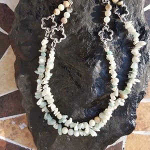 Hand Crafted Genuine Natural Gemstone Triple Moon and Goddess Necklace