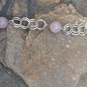 Rose Quartz Chainmaille Bracelet