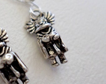 Sterling Silver Dangle Earrings, Tiny 925 Solid Silver Hopi Kachina, Crow Mother, Boho Southwestern Country Western Wear, ID 515661936