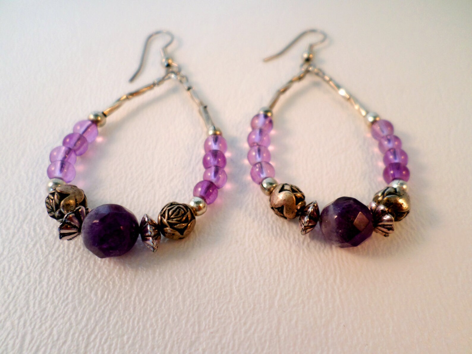 Southwest Beaded Earrings Traditional Amethyst Glass Liquid Etsy