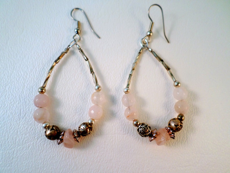 Southwest Beaded Earrings Traditional Pink Rose Quartz - Etsy