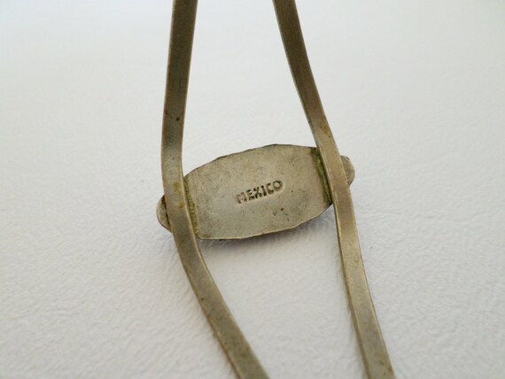 Abalone Shell Silvertone Cuff Bracelet, Vintage B… - image 4