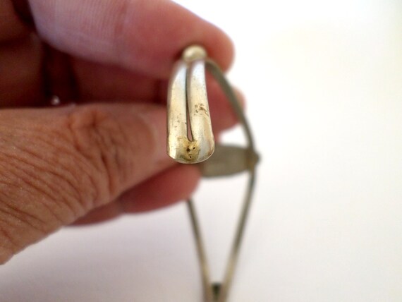 Abalone Shell Silvertone Cuff Bracelet, Vintage B… - image 5