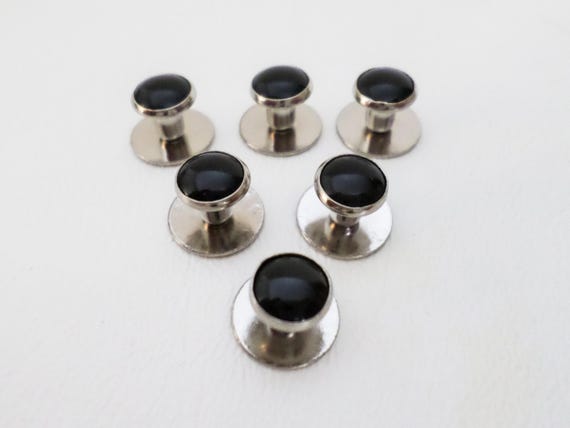 vintage dress shirt studs Lot of Assorted Vintage 1960s Stud Cufflinks and Dress Shirt Studs in Horseshoe Leather Case