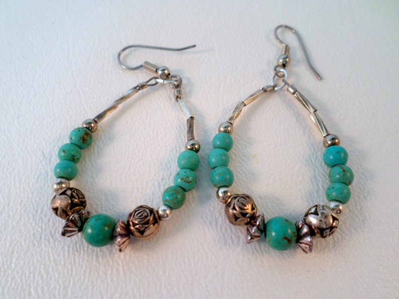Southwest Beaded Earrings Traditional Turquoise Magnesite Etsy